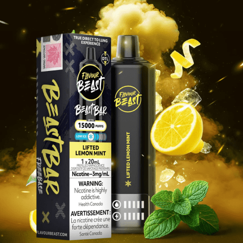 Flavour Beast Beast Bar 15k Disposable Vape-Lifted Lemon Mint 3mg / 15000 Puffs Vapexcape Vape and Bong Shop Regina Saskatchewan