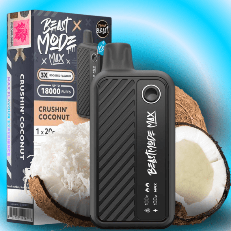 flavour beast beast mode max 18k disposable crushin coconut 20ml 18000 puffs vapexcape vape and bong shop regina saskatchewan 32598442344511