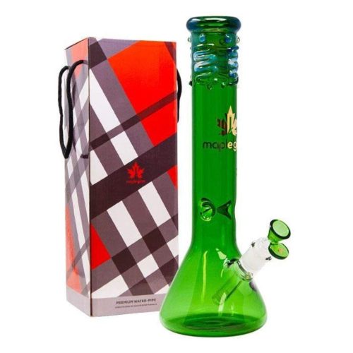 Maple Glass- Beaker Bong 14" Green Vapexcape Vape and Bong Shop Regina Saskatchewan