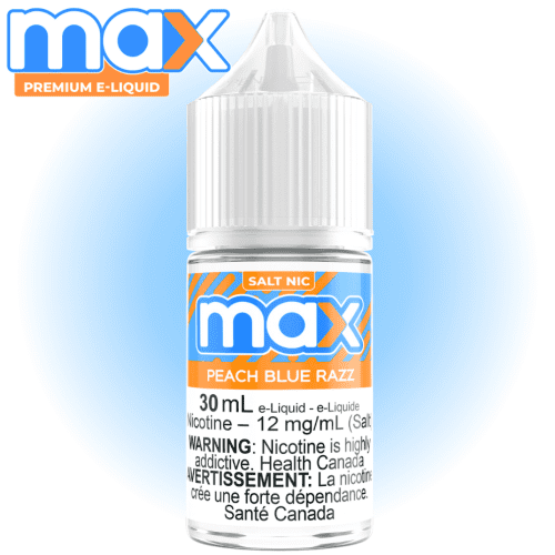 Max E-Liquid - Peach Blue Razz Salt 30ml / 12mg Vapexcape Vape and Bong Shop Regina Saskatchewan