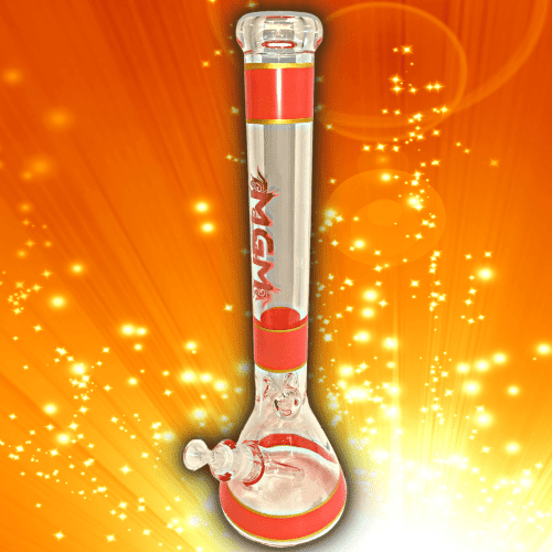 MGM Glass 7mm Banded Logo Beaker Bong-18" 7mm / Orange Vapexcape Vape and Bong Shop Regina Saskatchewan