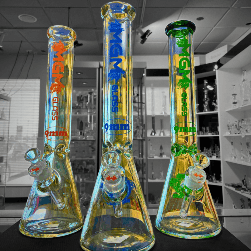 mgm glass 9mm classic clear logo beaker 16 vapexcape vape and bong shop regina saskatchewan 31255918411839