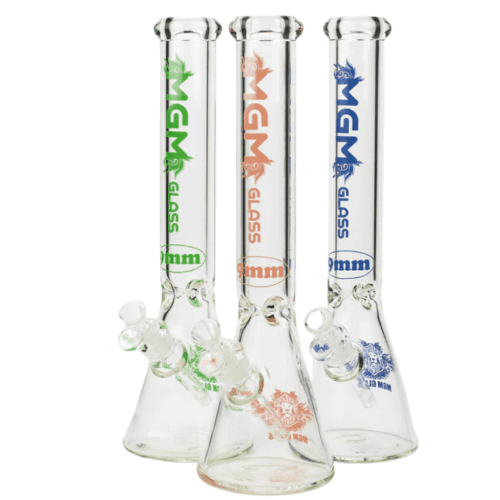 mgm glass 9mm classic clear logo beaker 16 vapexcape vape and bong shop regina saskatchewan 31255940890687