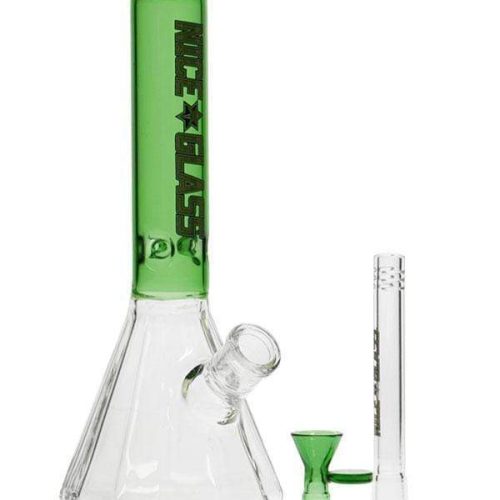 Nice Glass 12 sided Pyramid Beaker-12" Green Vapexcape Vape and Bong Shop Regina Saskatchewan