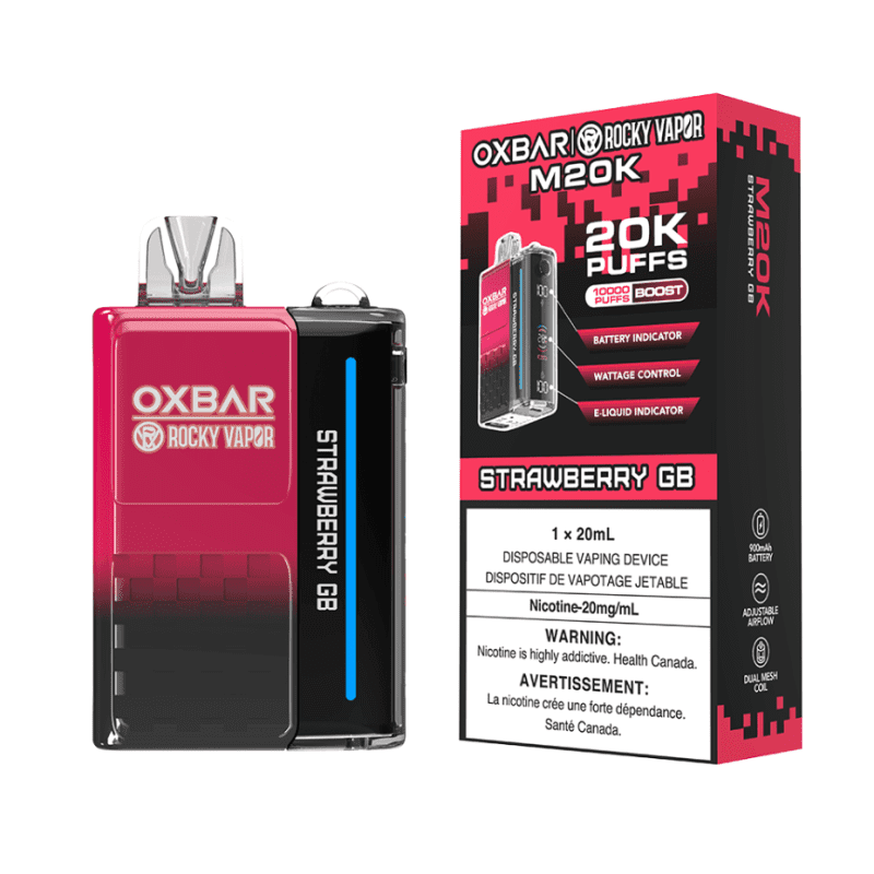 oxbar m20k disposable vape strawberry gb 20mg 20000 puffs vapexcape vape and bong shop regina saskatchewan 32189719773247