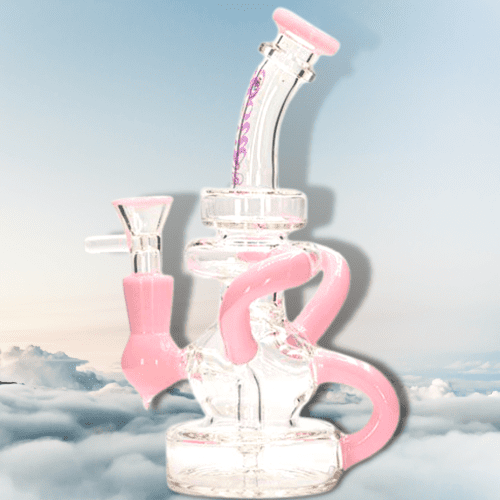 Soul Glass 2-in-1 Bent Neck Recycler 8" Pink Vapexcape Vape and Bong Shop Regina Saskatchewan