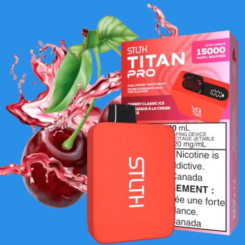 STLTH Titan Pro Disposable Vape-Cherry Classic Ice 20mL / 20mg Vapexcape Vape and Bong Shop Regina Saskatchewan