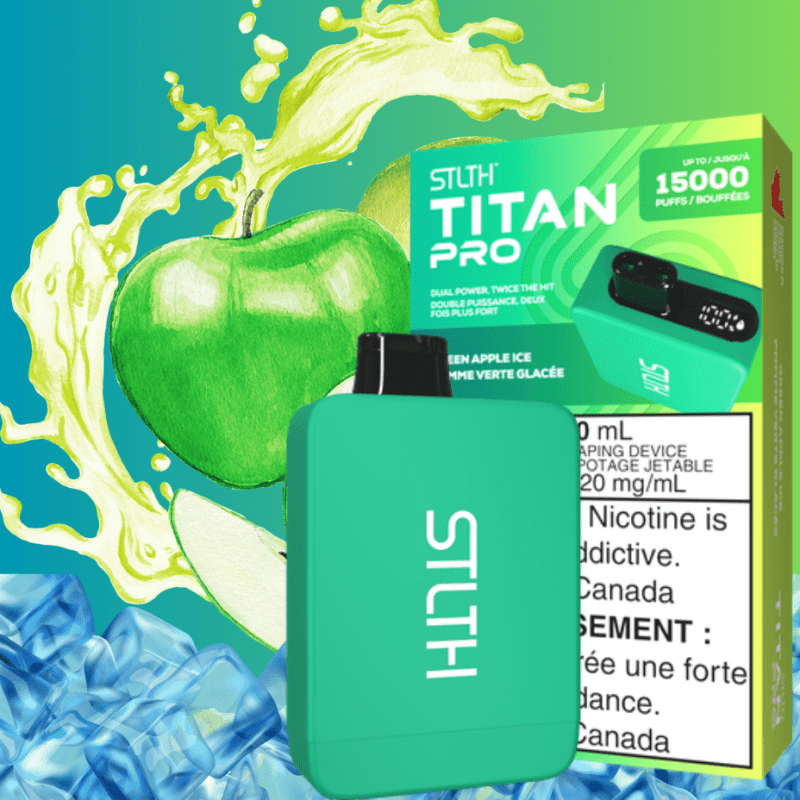 STLTH Titan Pro Disposable Vape - Green Apple Ice 20mL / 20mg Vapexcape Vape and Bong Shop Regina Saskatchewan