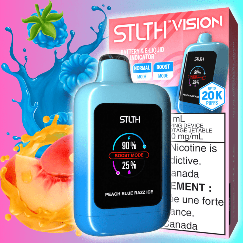 stlth vision 20k disposable vape peach blue razz ice 20000 puffs 20mg vapexcape vape and bong shop regina saskatchewan 32673986609215