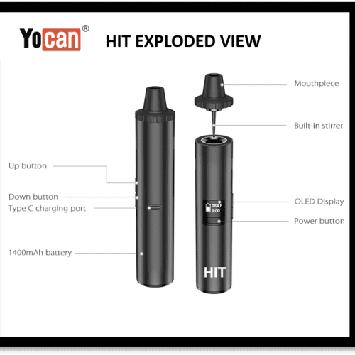 Yocan Hit Dry Herb Vaporizer Black Vapexcape Vape and Bong Shop Regina Saskatchewan