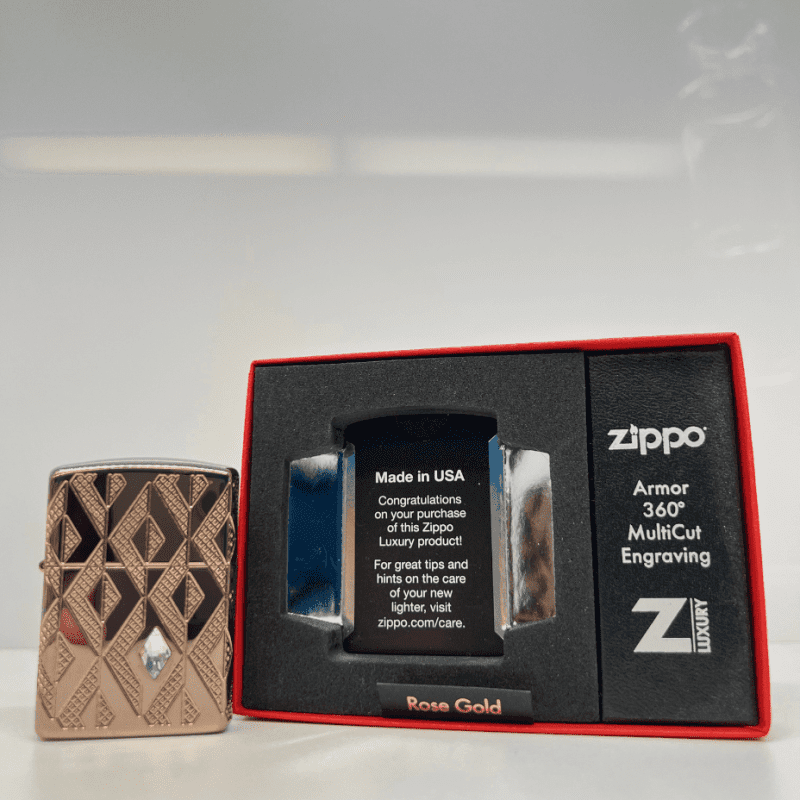 zippo luxury lighter rose gold diamond pattern case vapexcape vape and bong shop regina saskatchewan 31256571674687